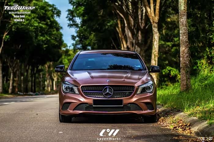 改装了一台奔驰cla玫瑰金颜色的teckwrap秃鹰改色膜