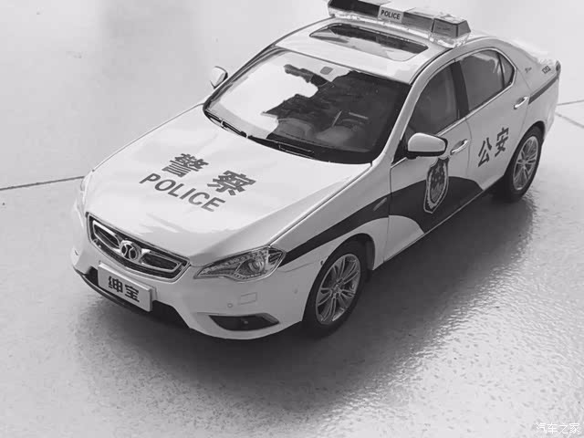 黑白色的警车模型